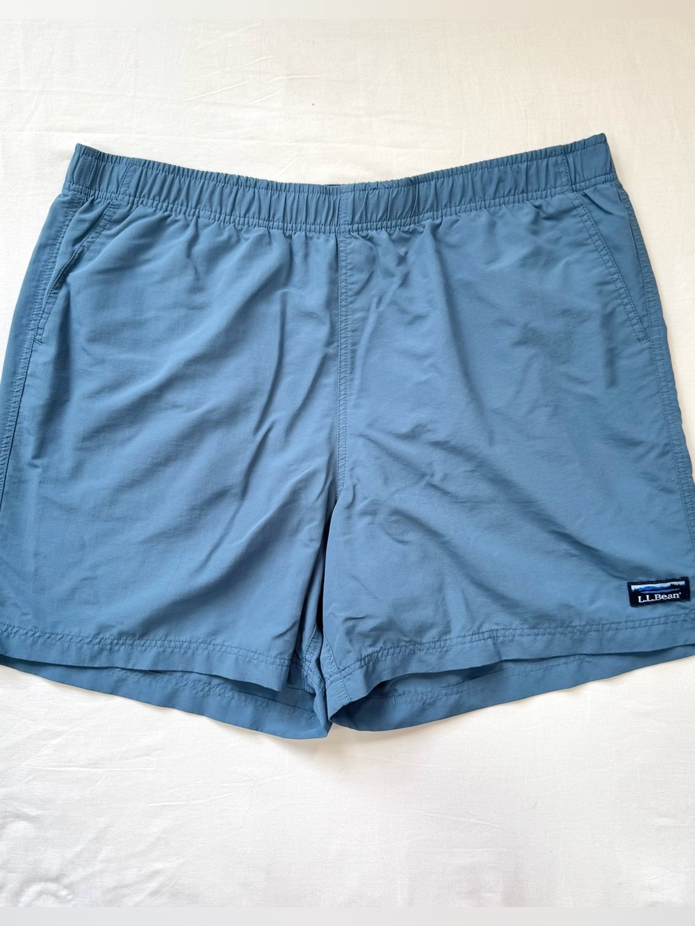 LL Bean Swim Trunk Shorts Men’s Large Blue Pockets Lined Coastal Beach Nautical